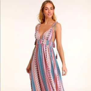 EUC LULUS Maxin’ Relaxin’ Multi Print Maxi Dress